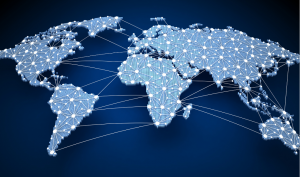 Mapa que mostra envios para o mundo inteiro 