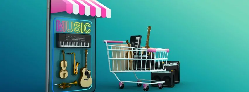 Compra feita online em uma loja de instrumentos musicais